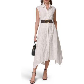 DKNY Embroidered Belted Sleeveless Dress in Cream at Nordstrom, Size 14