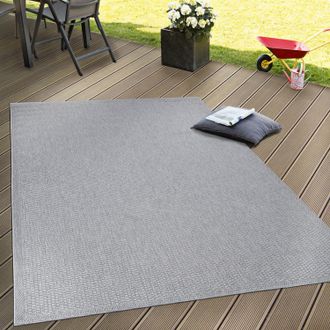 Paco Home Paco Home - Alfombra Interior Y Exterior Tejido Liso Terrazas Aspecto Natural Gris 160x220 Cm