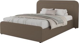 Concept Usine Cama con caja de almacenamiento de 160x200cm de terciopelo marr&oacute;n
