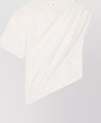 Courr&egrave;ges cotton asymmetric short sleeve t shirt