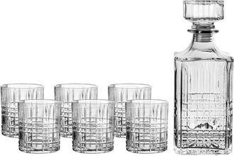 Fifth Avenue Crystal Jay Imports Lexington 7Pc Whiskey Glasses & Decanter Set