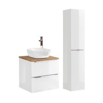 Petits Meubles Set mueble lavabo y columna estratificado Blanco