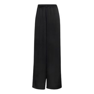 adidas (WMNS) adidas Satin Wide Leg Tracksuit Bottoms Ruffle 3-Stripes Black KC8813