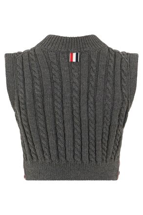 Thom Browne Cable-Knit Virgin Wool Vest - Gray