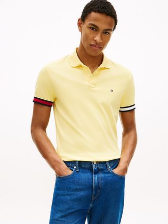 Tommy Hilfiger Mens Slim Fit Smooth Cotton Interlock Polo - Yellow - XXL