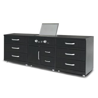 Oviala Cocina exterior de 3 elementos con cocina de gas negra