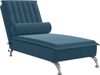 vidaXL Sof&aacute; Div&aacute;n De Masaje Con Coj&iacute;n De Terciopelo Azul Vidaxl