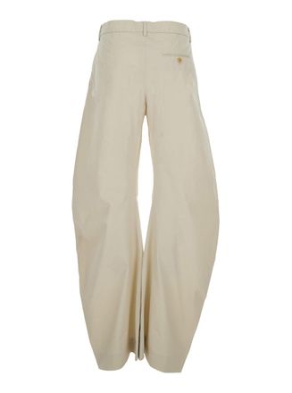 Acne Studios Womens Pants Patty Coated Beige Organic Cotton Trousers