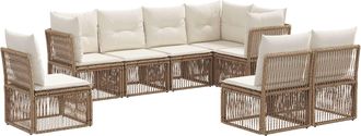 vidaXL Conjunto De Sof&aacute;s De Jard&iacute;n 8 Uds. Beige Rat&aacute;n Sint&eacute;tico Vidaxl