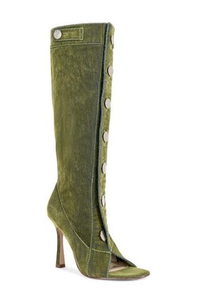 Azalea Wang Kazuki Peep Toe Stiletto Boot in Olive at Nordstrom, Size 8