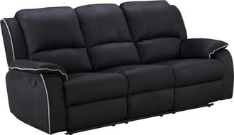 Vente-Unique Sof&aacute; 3 plazas relax de microfibra HERNANI - Negro