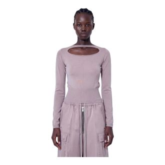 Rick Owens Top Corto Slashed - - Knitwear - Donna - Rosa - XS
