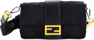 Fendi Baguette Convertible Printed Nylon Medium belt bag - Nero