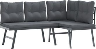 vidaXL Bancos De Jard&iacute;n Cojines 2 Pzas Acero Recubrimiento Polvo Negro Vidaxl