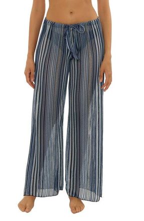 BECCA by Rebecca Virtue Seaside Side Slit Cover-Up Pants in Lapis Multi at Nordstrom, Size Medium
