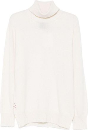 Amaranto Cream Knit Sweater With High Neckline