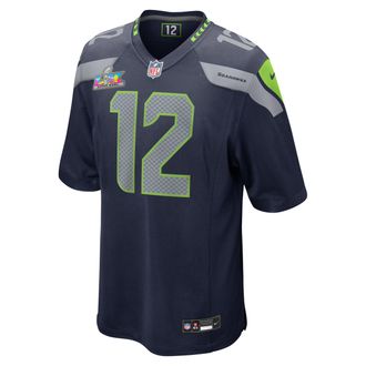 Nike 12s Seattle Seahawks Super Bowl LX Nike Mens NFL Game Jersey in Blue | 67NMSSGH78X-CZ3