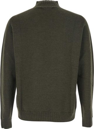 Vivienne Westwood Mens Green Crew Neck Sweater With Embroidered Logo Virgin Wool Tops Top