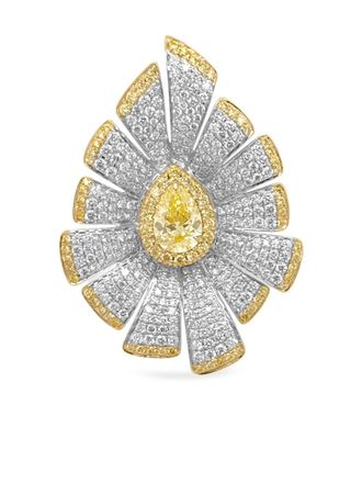 HYT Jewelry Anello in oro bianco e giallo 18 carati con diamanti - Argento