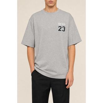 Off-white Mens Heather Grey Cotton Tee, Size XXL