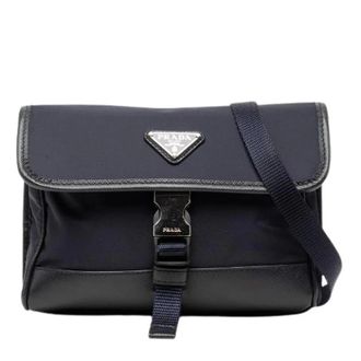 Prada Pre-owned Re-Nylon Saffiano Schoudertas - Dames - Pre-owned - Blauw - Maat: ONE Size Nylon