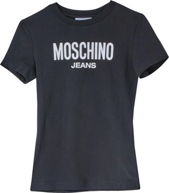 Moschino T-Shirt Logo - Dames - T-shirts - Zwart - L - Katoen - Tops