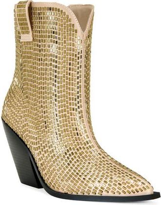 Azalea Wang Laetitia Crystal Bootie in Brown/Gold at Nordstrom, Size 6.5