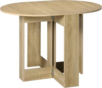HOMCOM Folding Dining Table Foldable Drop Leaf Dinner Table For Kitchen Oak | TJ Hughes