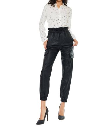 Kancan Rona Ultra High Rise Faux Leather Jogger Pant In Black