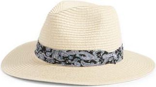 Nordstrom Paisley Bandana Panama Hat in Tan Light Combo at Nordstrom Rack, Size Medium/large