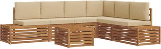 vidaXL 7 Uds. Conjunto De Sof&aacute;s De Exterior Natural Y Beige Vidaxl