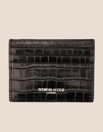 Oswin Hyde Mens Chancery Black Card Holder - Black/Black