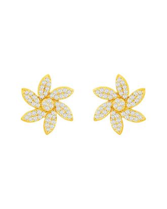 Suzy Levian 14K 0.20 Ct. Tw. Diamond Curved Flower Studs