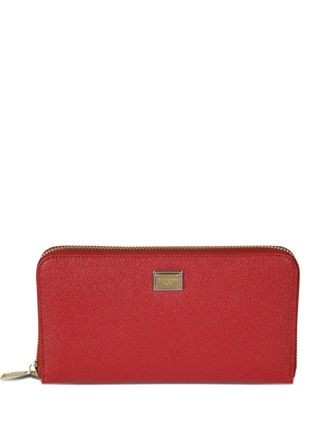 Dolce & Gabbana logo-plaque leather zip-around wallet - women - Calf Leather - One Size - Red