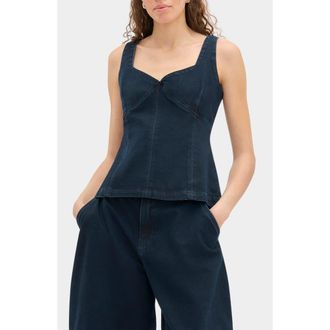 Aligne Storm Sweetheart Neck Denim Tank in Blue Black at Nordstrom, Size 14