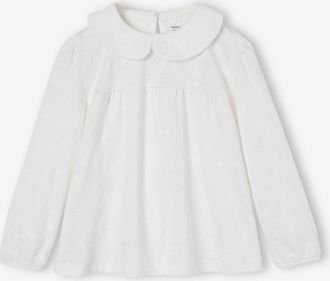 Vertbaudet Mädchen Blusenshirt mit Lochstickereien wollweiß