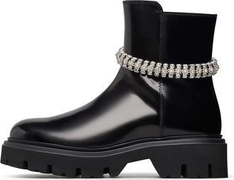 Loriblu Jewel Straped Kalfsleren Combat Enkellaarsjes - Dames - Enkellaarsjes - Zwart - 36 EU - Leer - Schoenen