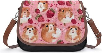 Generic Guinea Pigs Strawberry Small Womens Crossbody Bags Shoulder Handbag with Adjustable Strap for Travel