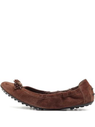 Tod's pre-owned tassel studded ballet flats - Brown
