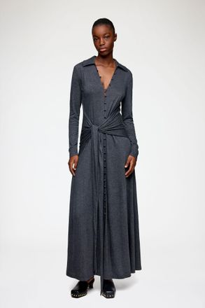 Ganni Mixed Long Dress in Grey Jersey - Size 32 Modal