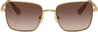 Swarovski crystal-embellished square-frame sunglasses - women - Metal - 56 - Gold