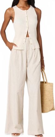 Astr Neha Pants In White/brown Stripe