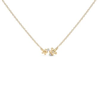 House of Brilliance 14K Yellow Gold Plated Sterling Silver Diamond Accent Floral Pendant Necklace