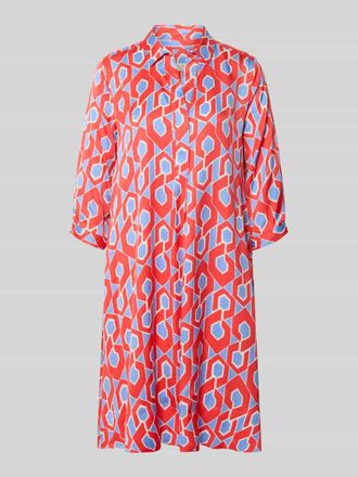 Milano Milano Italy Knielanges Hemdblusenkleid mit V-Ausschnitt in Rot, Gr&ouml;&szlig;e 42