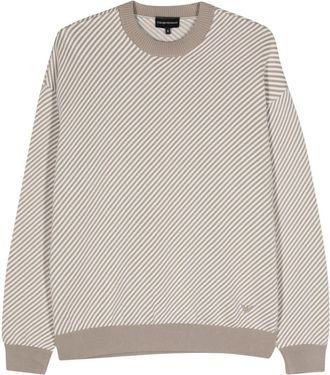 Emporio Armani striped ribbed jumper - men - Cotton - L - Grey