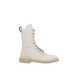 Brunello Cucinelli Beige Cotton Lace-Up Womens Boots