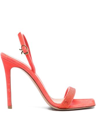 Gianvito Rossi 105mm crystal-embellished slingback sandals - Red