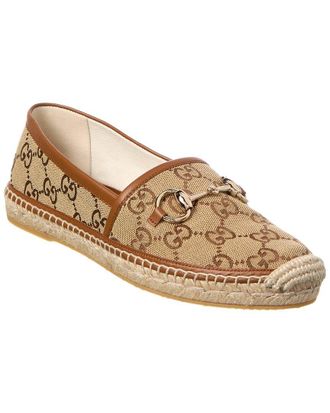 Gucci Horsebit Gg Canvas & Leather Espadrille