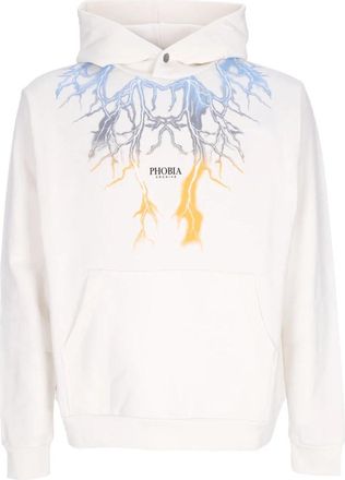 Phobia Archive Lightning Print Hoodie - Heren - Hoodies - Wit - M - Katoen - Hoodies & sweatvesten