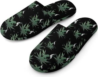 Generic Weed Fairy Mens Cotton Slippers Memory Foam Comfort House Shoes Winter Indoor Slipper for Hotel Casa Spa